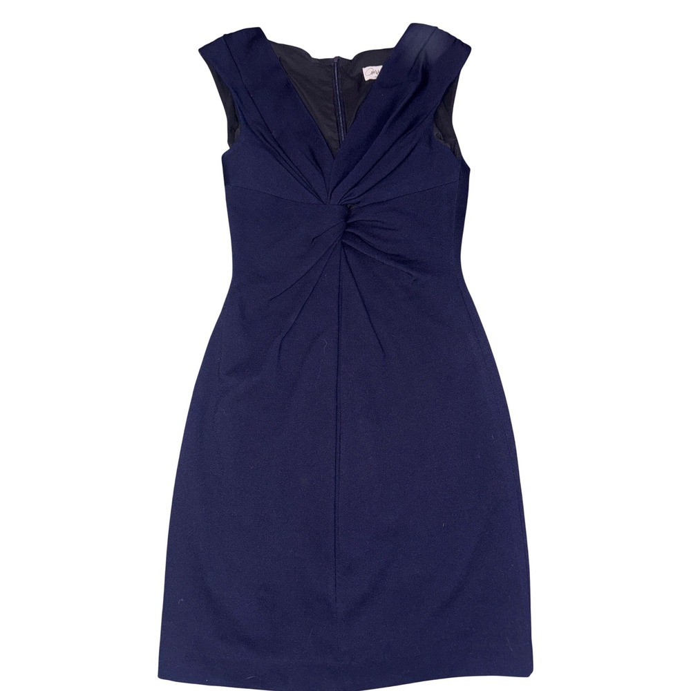 Amy Matto Women Navy Sheath Cocktail Dress Twist Front Sleeveless,‎ Size 8